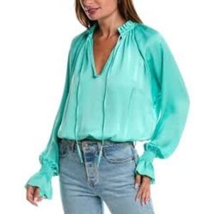 Ramy Brook Turquoise Satin Blouse, NWOT